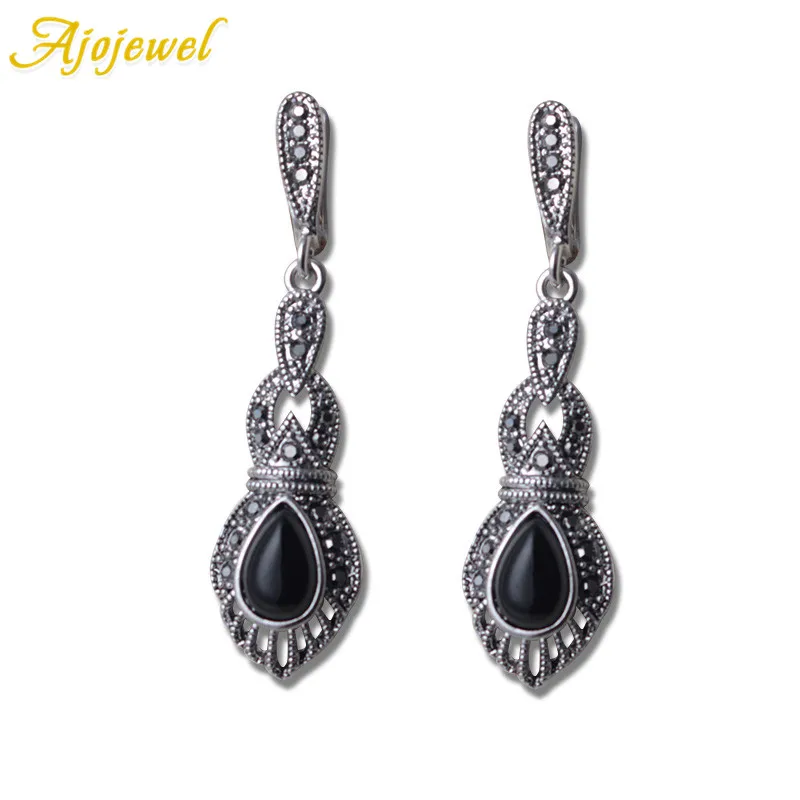 Ajojewel капли воды черный/оранжевая Смола винтажные длинные серьги ожерелье