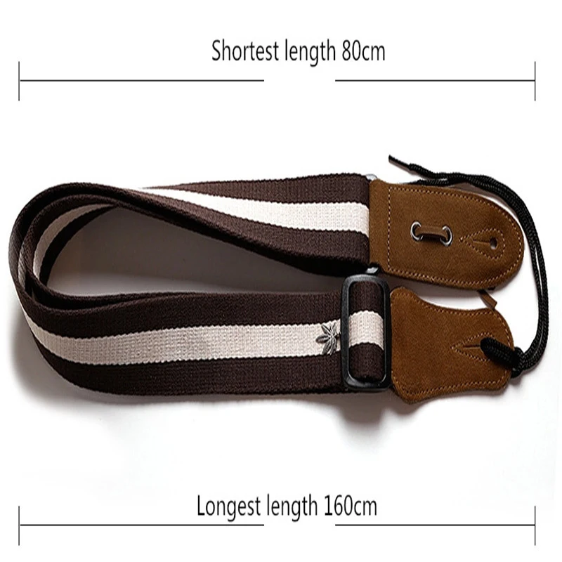 SOACH White stripes straps Acoustic Guitar black Strap Belt Adjustable Nylon colors Leather Ends For Guitars | Спорт и развлечения