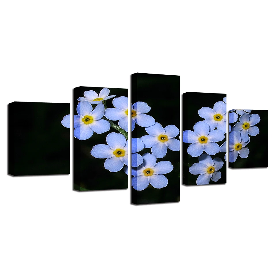 Декор для гостиной современные картины рамки 5 шт. синие цветы плакат Модульная
