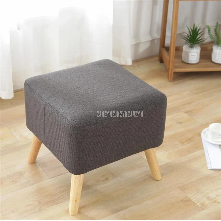 Modern Upholstered Soft 4 Wood Legs Foot Low Stool Cotton Living Room Shoes Change Bedroom Sofa Side Mini Ottoman |