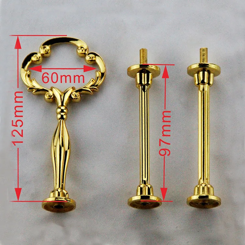 Большой размер цветочный дизайн 3 яруса подставка для торта с ручками (с