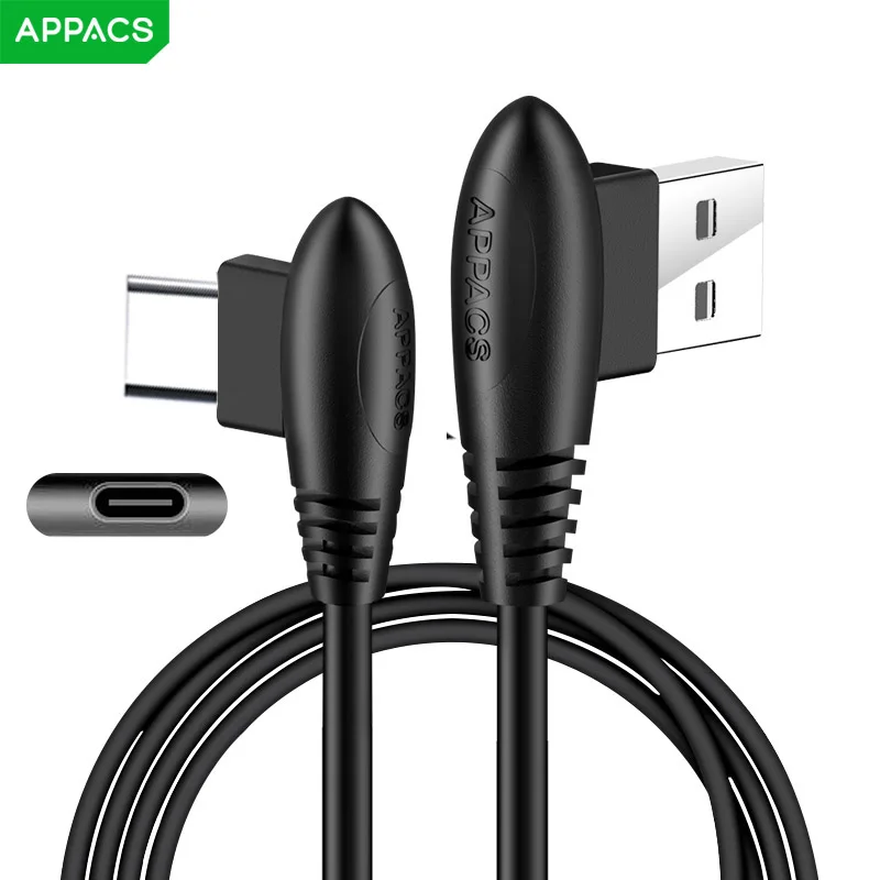 APPACS USB Type C 90 градусов быстрая зарядка кабель L c для передачи данных зарядное