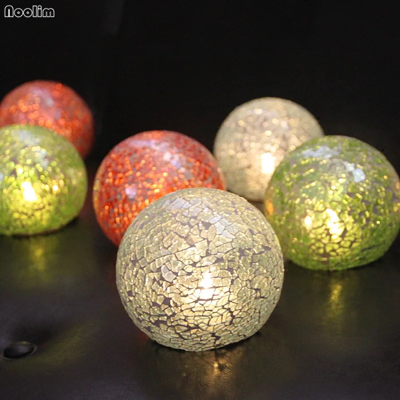 Европейский стеклянный подсвечник в форме шара с мозаикой романтический для