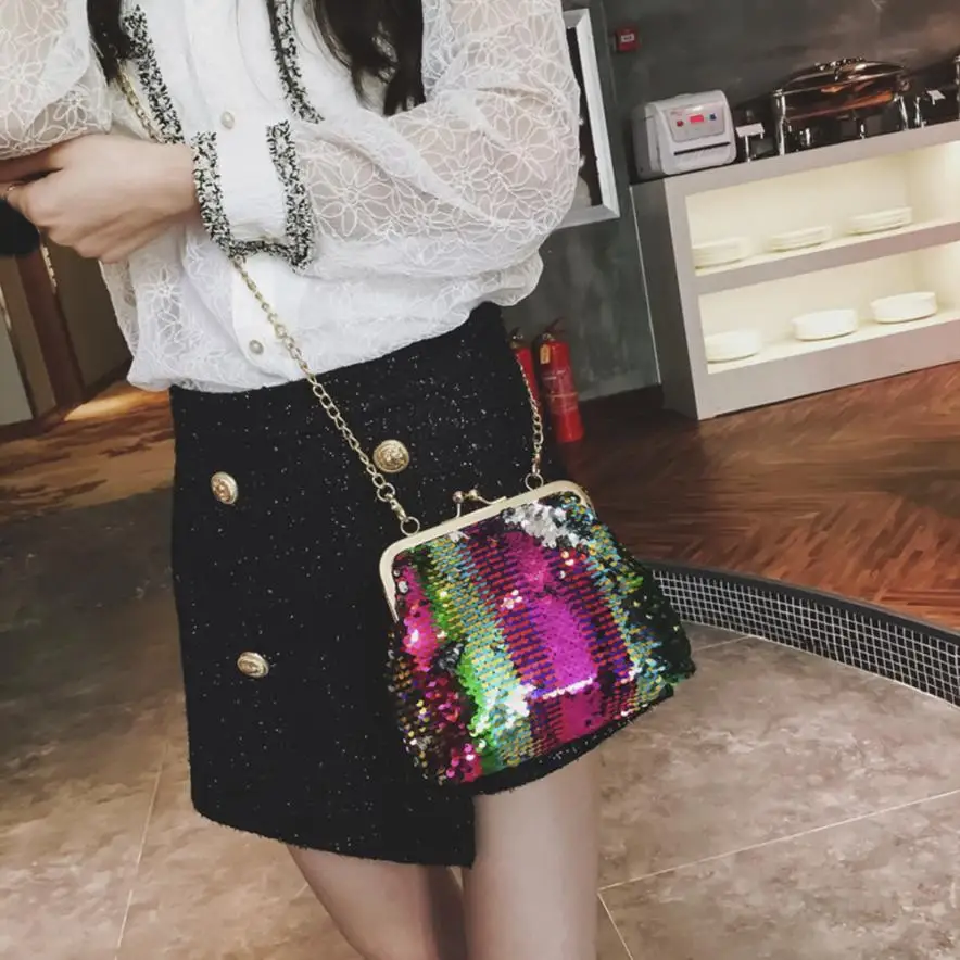 MOLAVE Handbag bag female Solid bags for women hasp Girl Fashion PU Crossbody Bag Female Bling Sequins Shoulder Bags Mar16 | Багаж и сумки