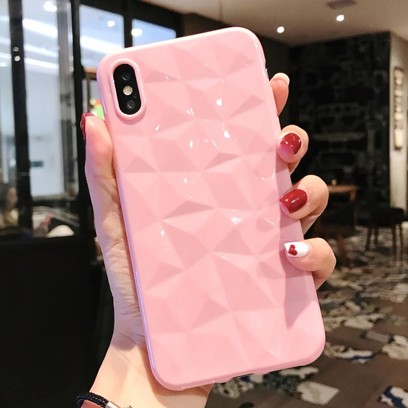 AC2846 Pink USLION карамельный цвет чехол для телефона для iPhone 7 6 6S 8 Plus 3D Алмазный Узор прозрачный чехол Капа для iPhone XS Max XR X Мягкий ТПУ чехол s - Цвет: AC2846 Pink
