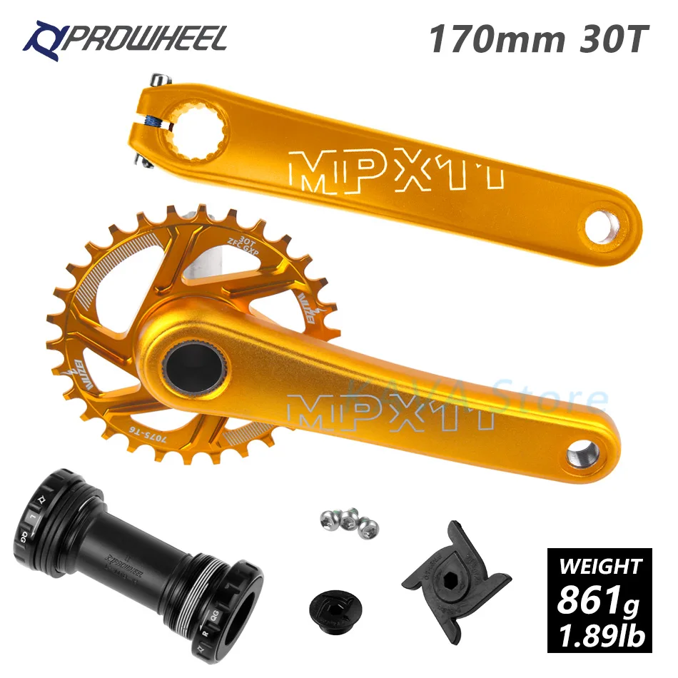 yellow 30T and BB PROWHEEL MTB велосипед для горного велосипеда костюм с каретка BB 170 мм передняя Звездочка узкая широкая цепь из колец цепь 30/32/34/36/38T Crank Звездочка для SRAM GXP - Цвет: yellow 30T and BB