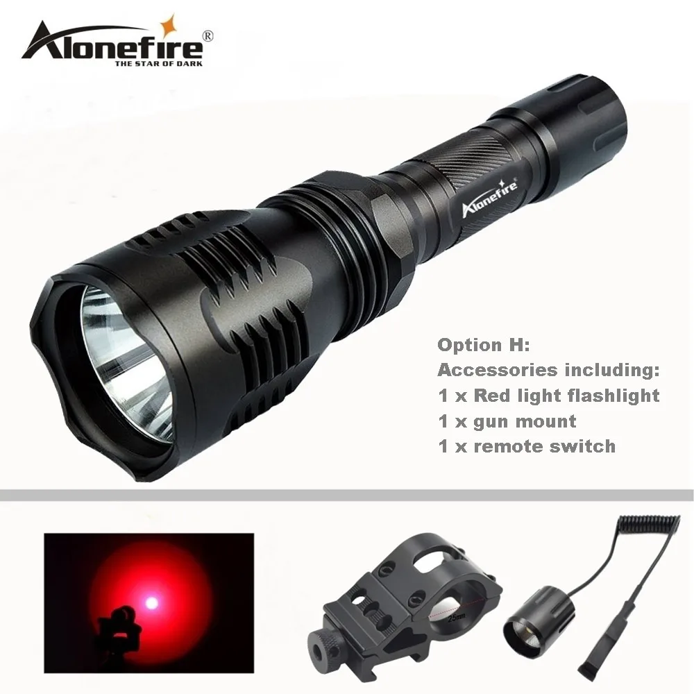 Option H AloneFire HS-802 светодиодный светильник-вспышка для охоты, белый, зеленый, красный, светильник на большое расстояние, питание от аккумулятора 18650 с пультом дистанционного управления - Испускаемый цвет: Option H