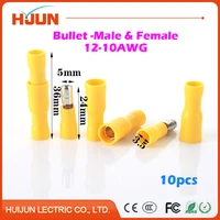 10pcslot bullet male bullet female quick disconnect cable wire splice insulation terminal connector 4 6mm2 12 10awg 24a