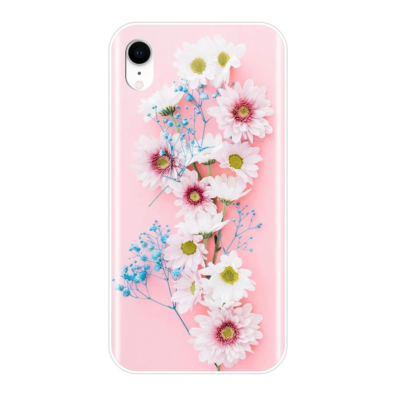 Чехол для Apple iPhone 6 S 7 8 X XR XS Max силиконовый мягкий чехол накладка с цветами розы Plus