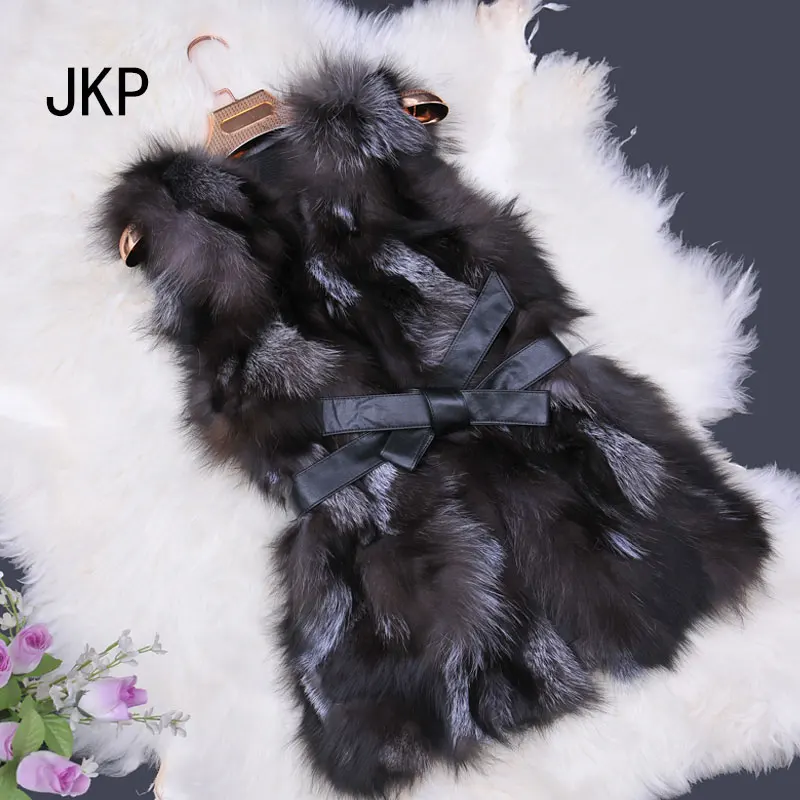 Free shipping Genuine fox fur vest women long fox fur vest winter real fox fur coat Retail/Wholesale custom big size