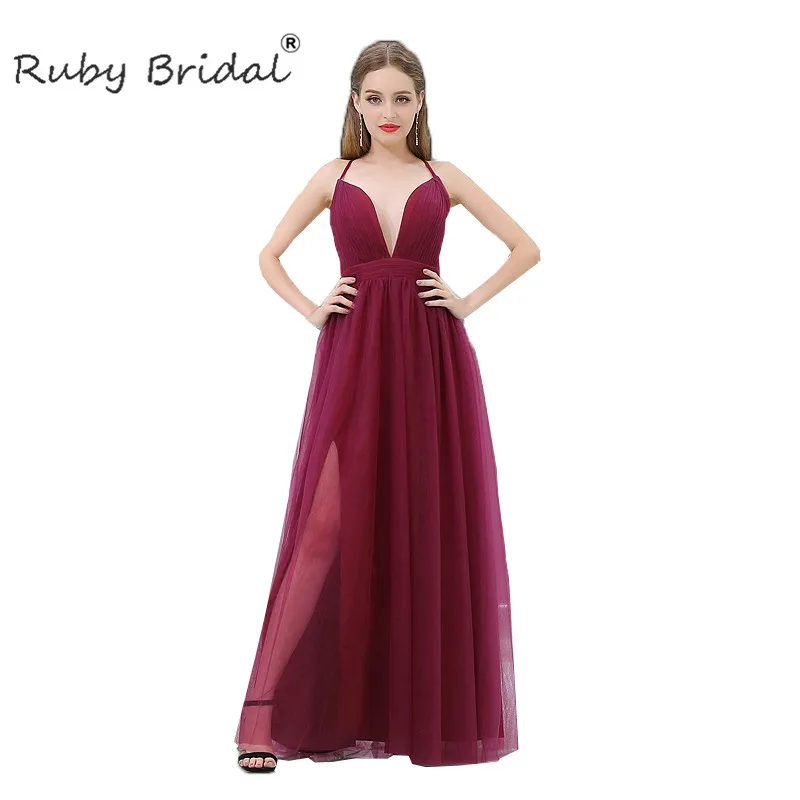 Ruby Bridal2018 Новое сексуальное БЕЗРУКАВНОЕ Evengning Платье женское шифоновое платье на