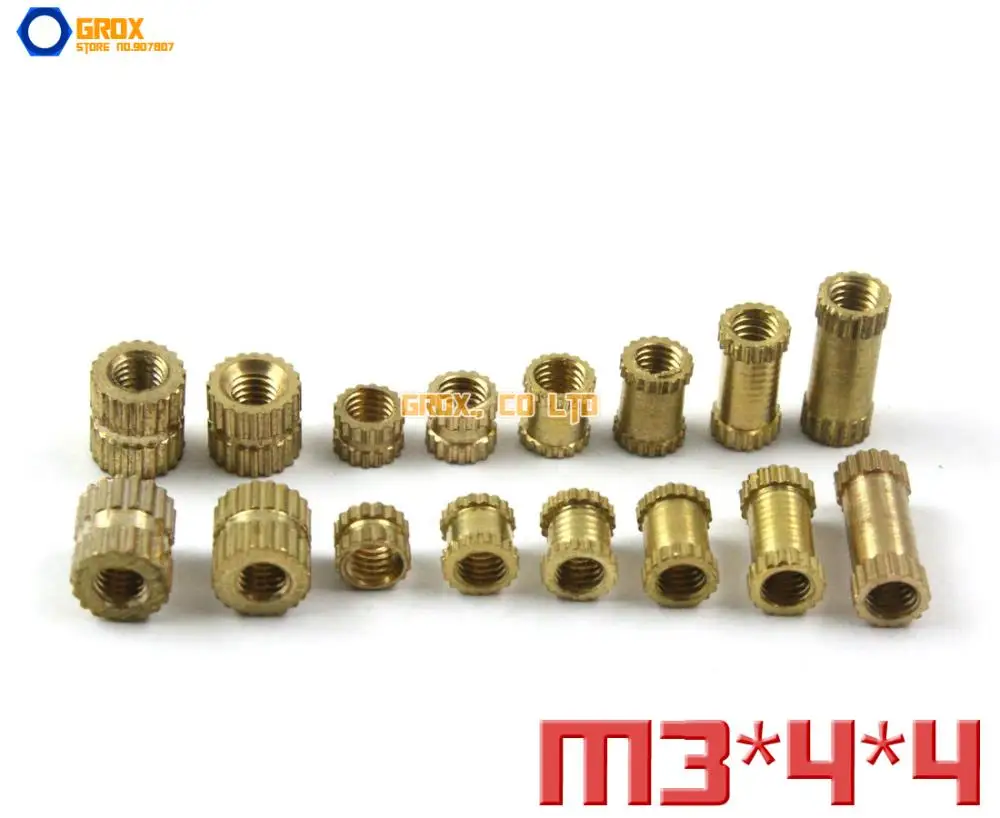 

500 штук M3 x 4x4 мм (ID * OD * длина), латунная стандартная вставка, круглая гайка, гайка для большого пальца