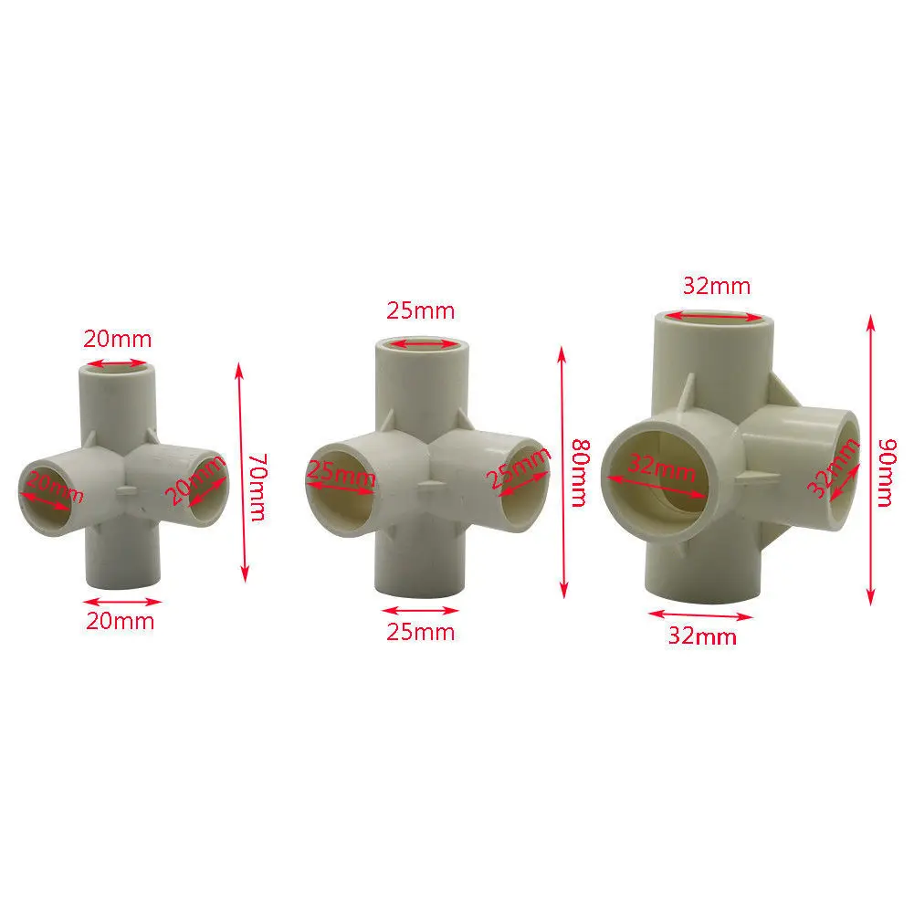 4 Ways(8PCS) 8 шт х 20 м/35mm/32 мм ПВХ водопроводная труба Разъемы Адаптера к садовому шлангу Диаметр 3/4/5/6 выходов для приусадебное Садоводство Jardineria трубки - Цвет: 4 Ways(8PCS)