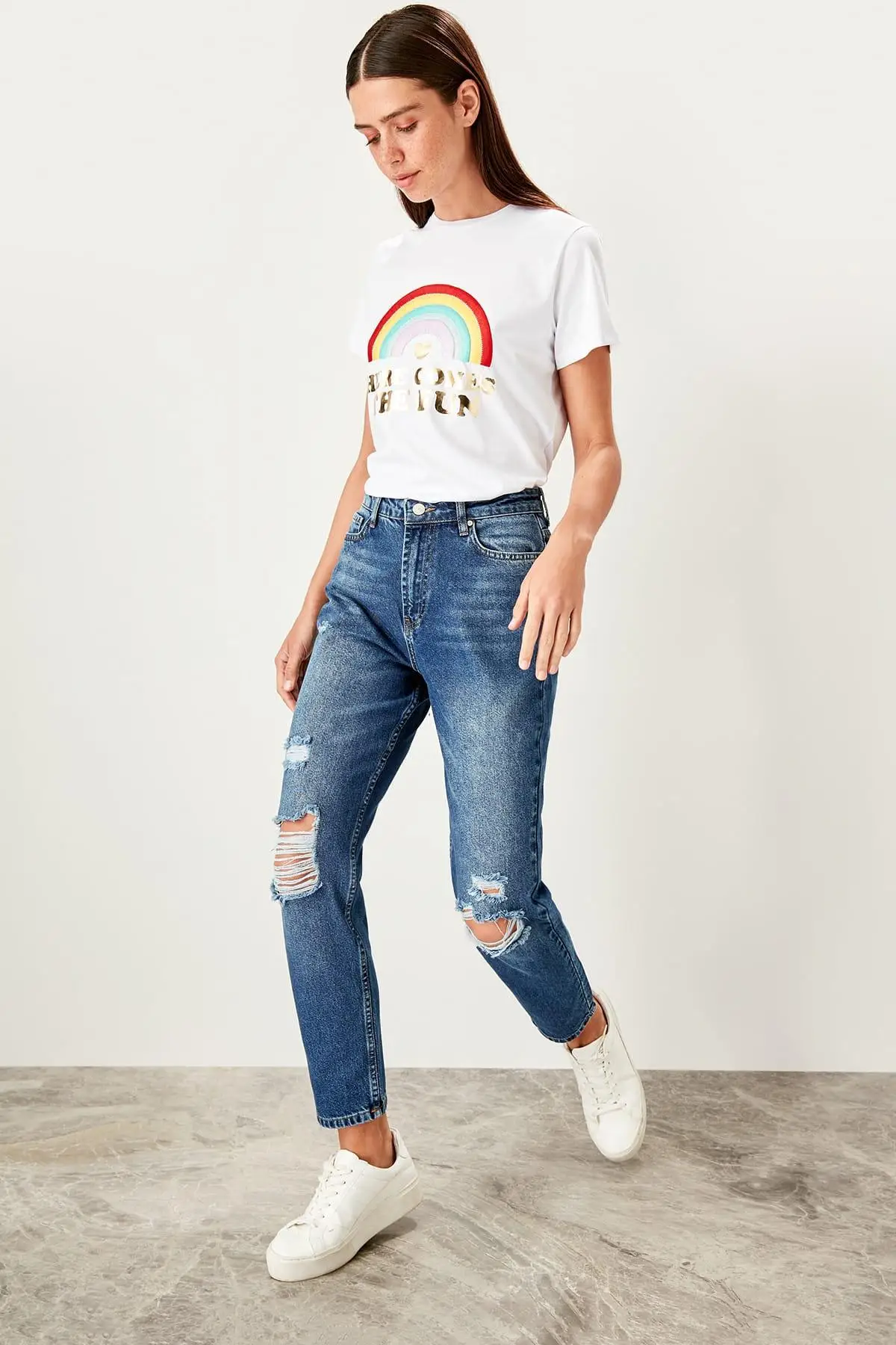 Trendyol Mavi джинсы с завышенной талией TWOSS19MO0028| |