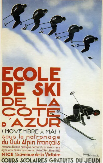 Винтажный постер для катания на лыжах и путешествий с изображением белого