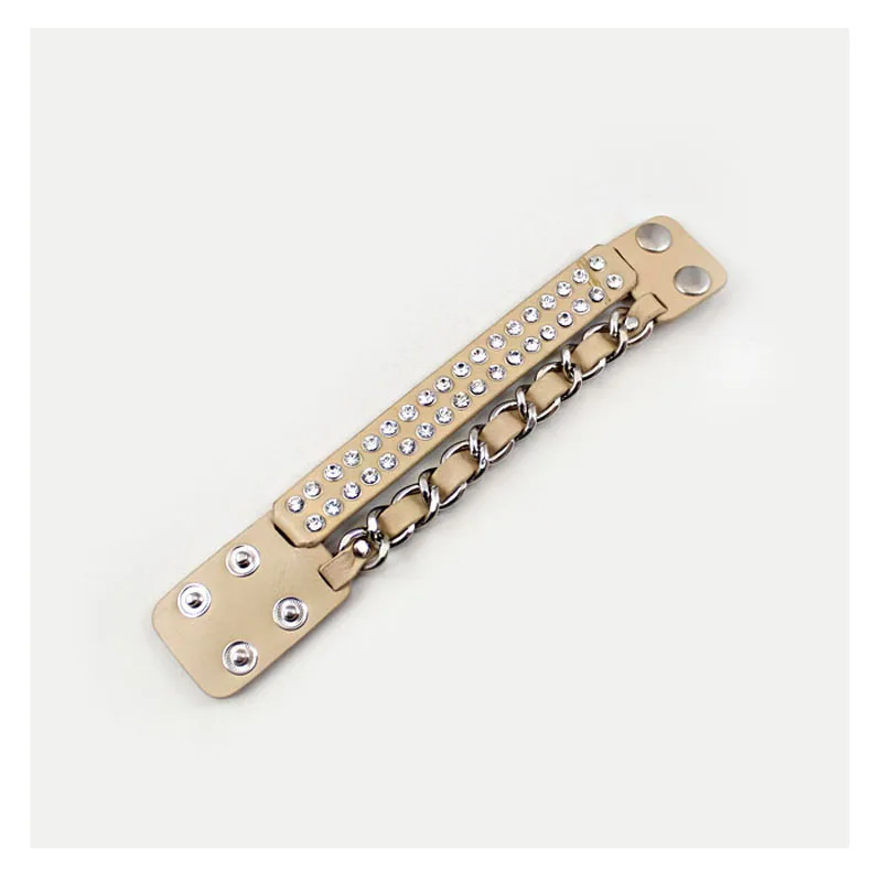 Free shipping Fashion jewelry Wholesale gift Light - colored double wide leather rivet buckle bracelet. | Украшения и аксессуары