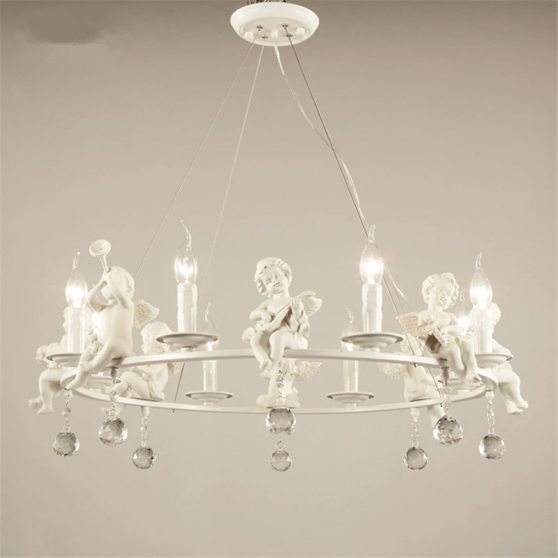 

Resin Crystal White Music Angel Lamp Warm Sweet Pendant Light Lamp Simple Creative Home Design for Living Room LED Restaurant