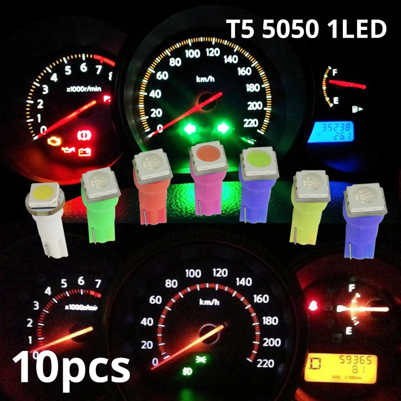 10 шт. Автомобильные светодиодные лампы T5 W3W 5050 SMD|Сигнальная лампа| |