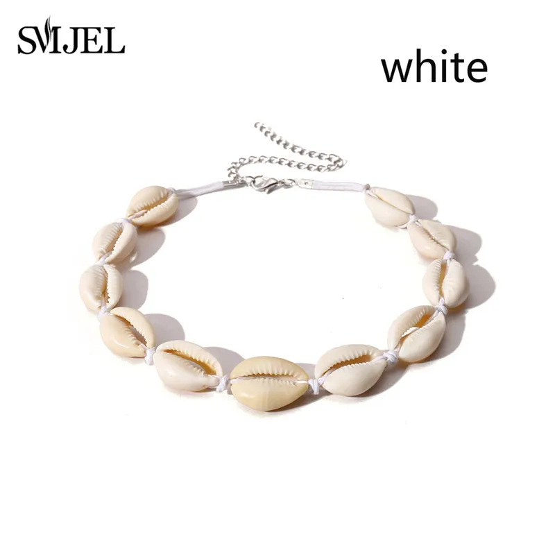 choker 620 SMJEL естественные ракушки ножные браслеты для женщин Бохо цепочка веревка ручной работы морская раковина лодыжки браслет пляжные ювелирные изделия счастливые подарки - Окраска металла: choker 620