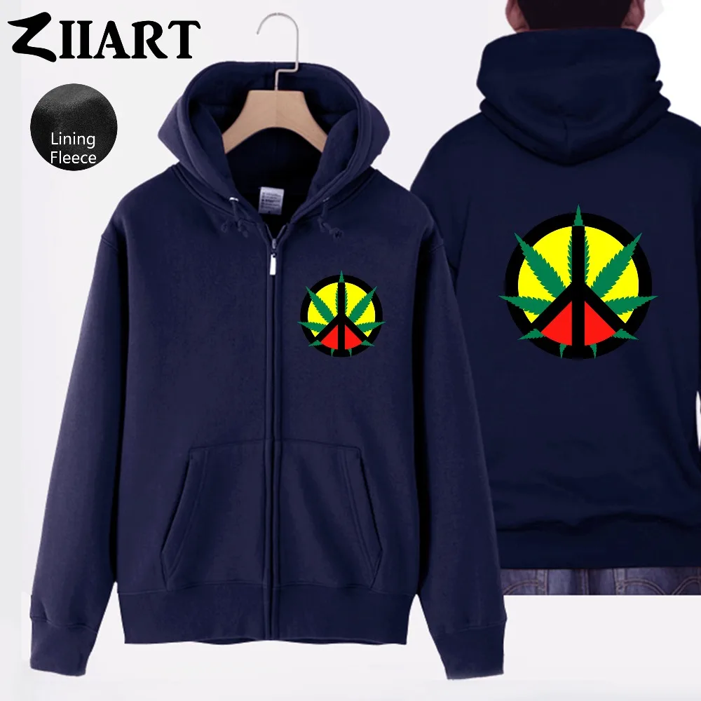 Знак мира reggae Regge Rasta растительные листья Jamaica парная одежда для женщин на молнии с
