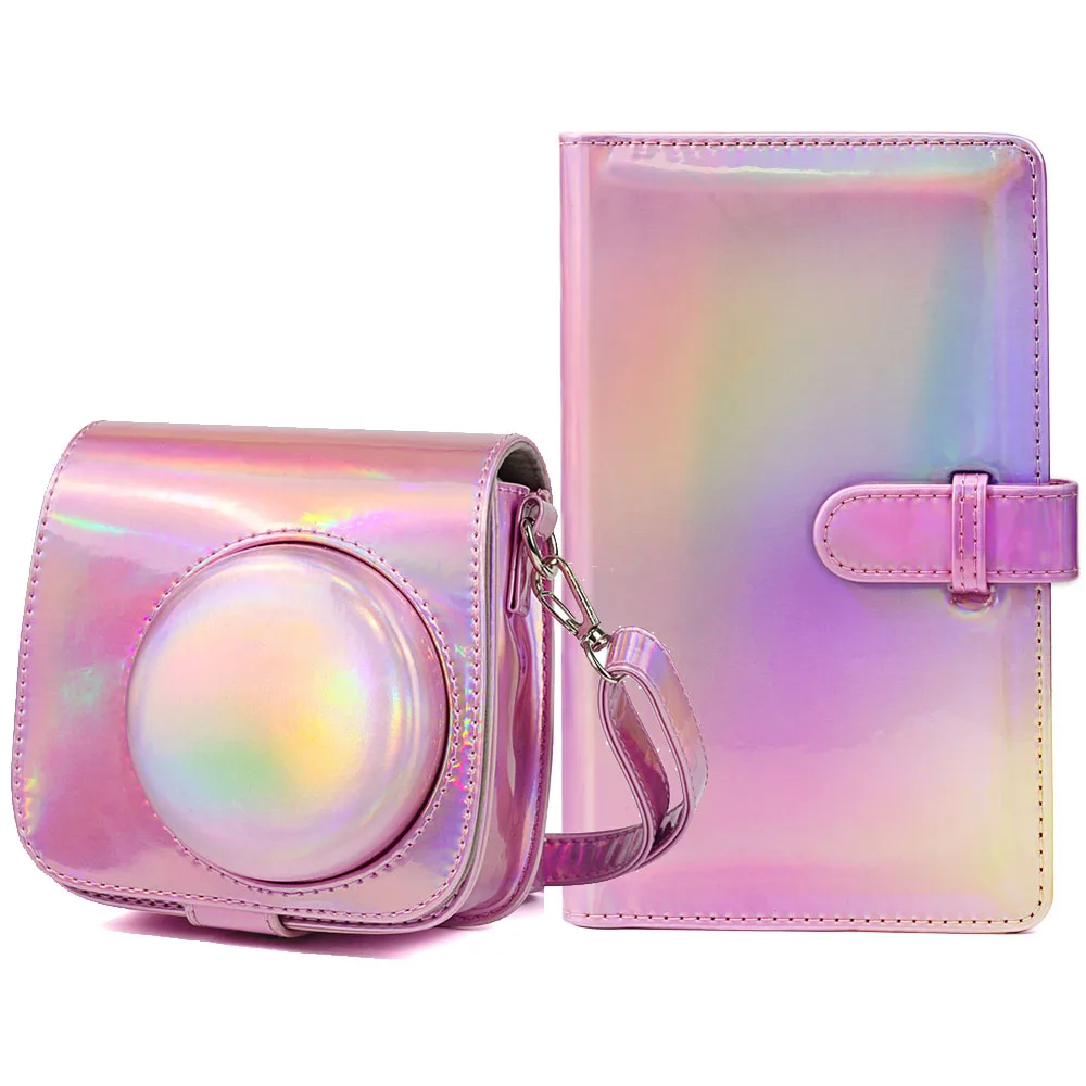 Белая пленка для Fuji Instax Мини 9 8 Камера чехол с 96 карманы 3 дюймов Мини-пленка фотоальбом книги Фотоаппарат моментальной печати аксессуары - Цвет: Holographic Pink