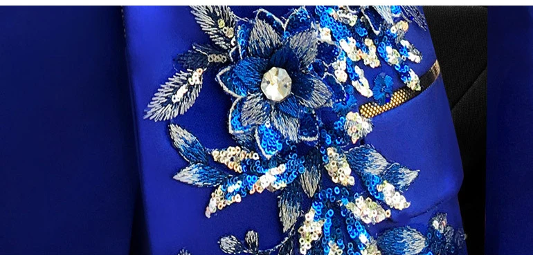 Костюм мужской из 2 предметов сценический костюм певицы вышивка блестками цветок