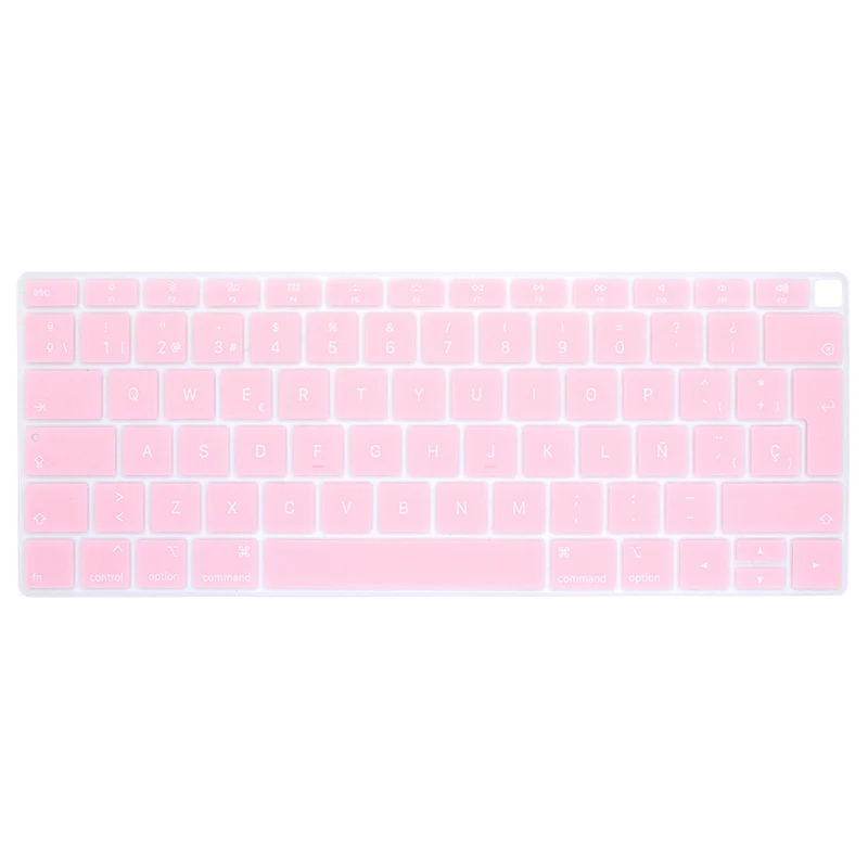 Розовый ЕС-введите испанский или чили чехол-клавиатура протектор для macbook air 13 клавиатура крышка испанская модель A1932 силиконовая защитная пленка - Цвет: Розовый