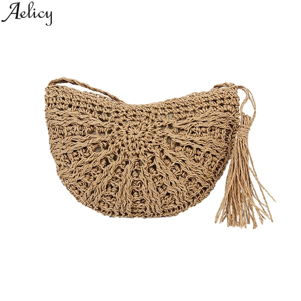 Aelicy Женская лесная Стильная Милая однотонная соломенная сумка через плечо
