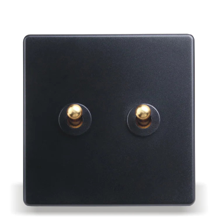 Home - Installed Wall Switch Socket 86 Type Concealed Black Steel Frame Double Open Dual Control PC 220V 10A | Обустройство дома