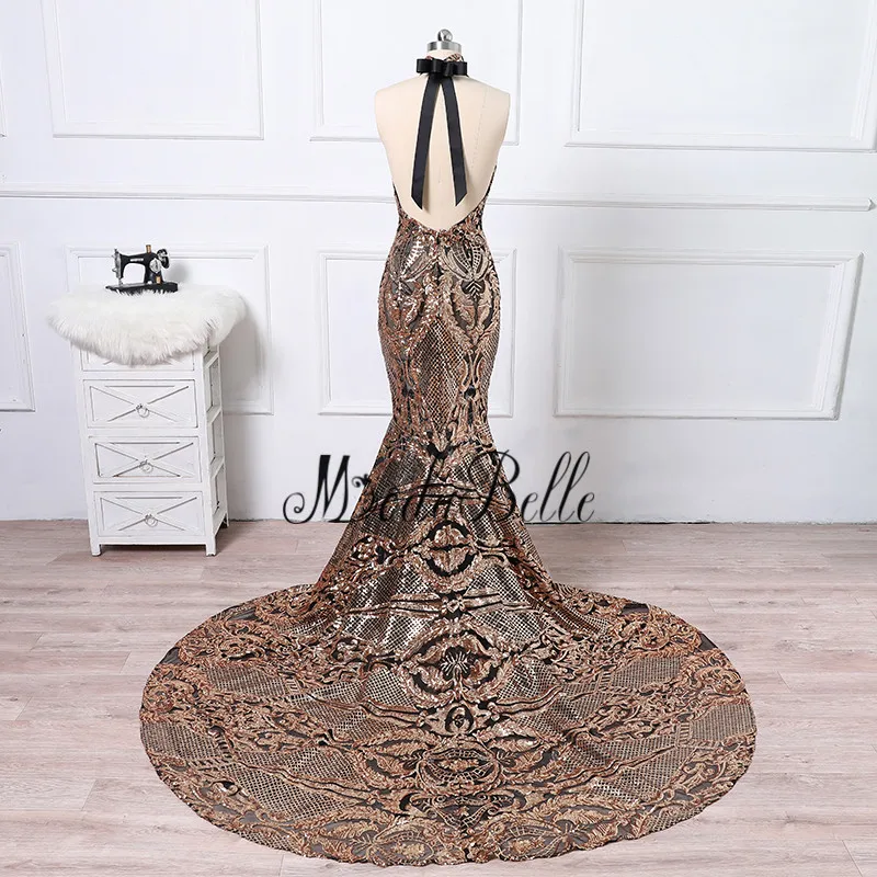 Modabelle черное Золотое длинное вечернее платье с блестками русалки знаменитости 2018