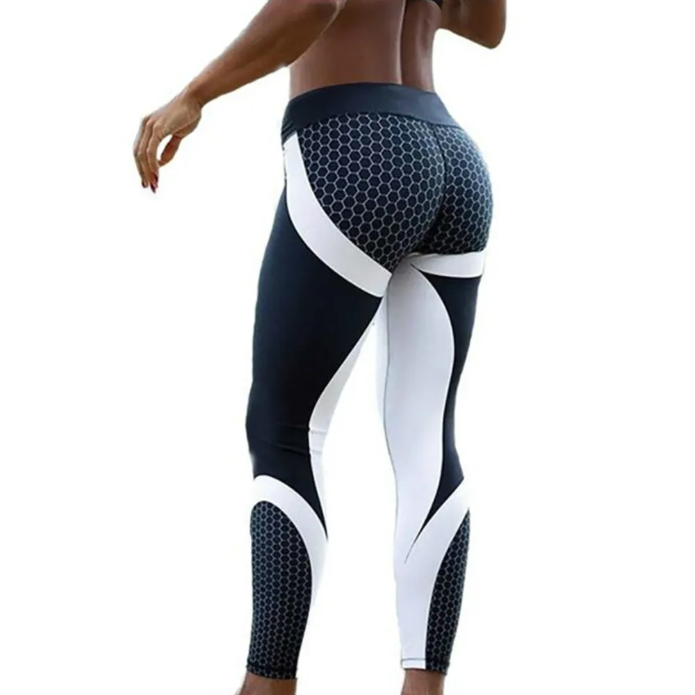 

2019 Sexy Yoga Pants Women Push Up Tights Gym Leggings Fitness Honeycomb Printed High Waist Sport Leggings Running Trouser