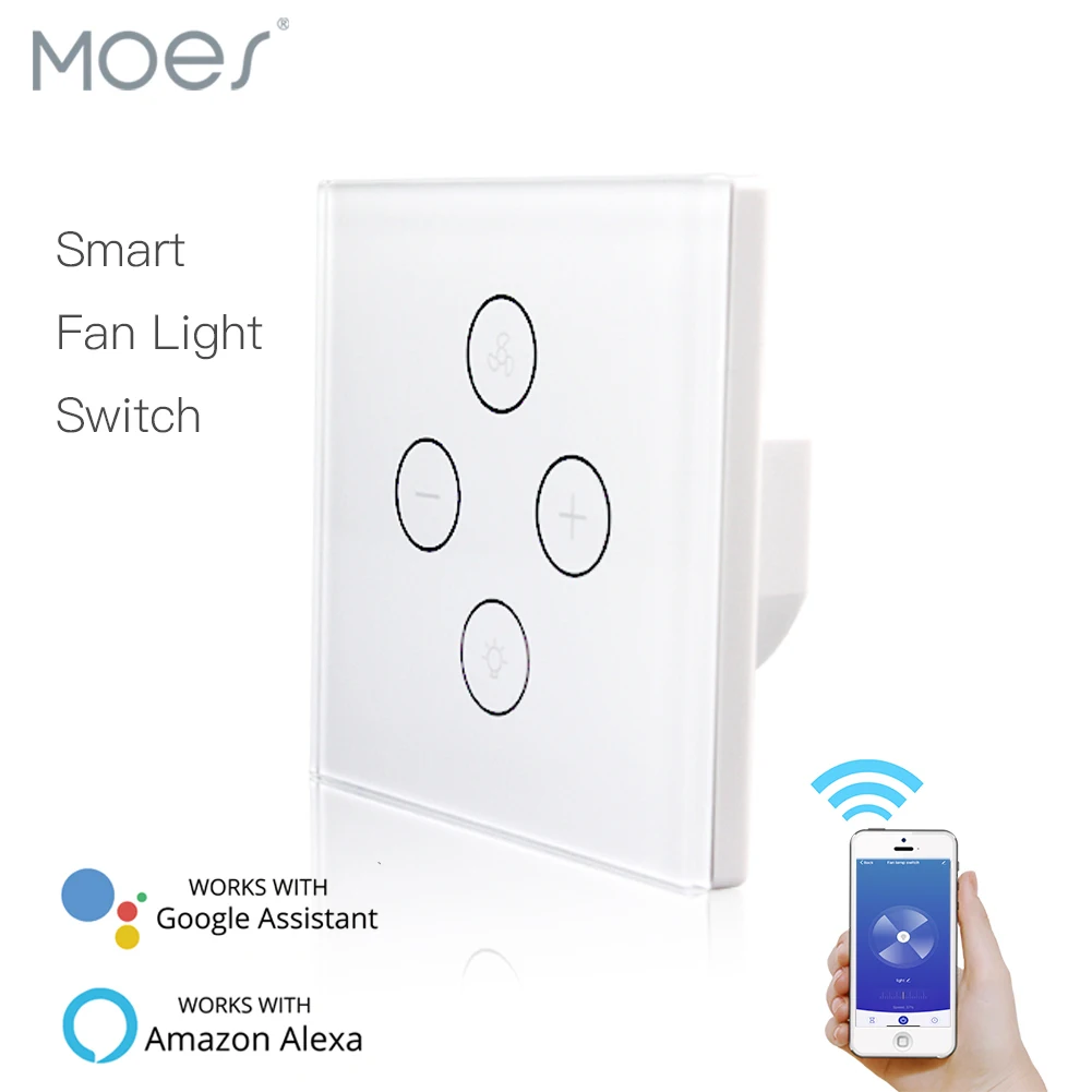 Wi-Fi умный потолочный вентилятор настенный выключатель света приложение Smart Life/Tuya