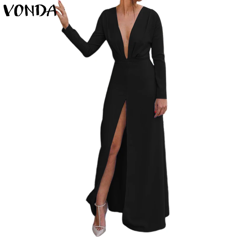 Женское летнее платье размера плюс, VONDA, винтажный комбинезон, сексуальный глубокий v-образный вырез, сарафан, ночные вечерние платья, повседневное платье, Femme 5XL