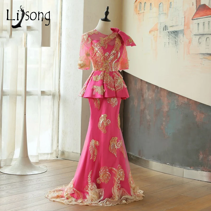 Aso Ebi/длинное вечернее платье в стиле Русалочки с золотыми аппликаторами
