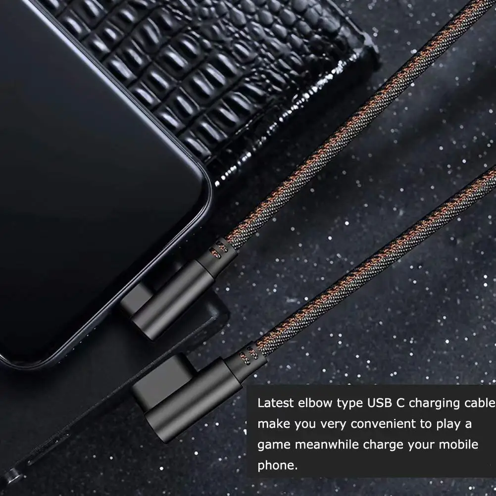 AIFFECT двойной локоть USB Тип C кабель правый угол деним Плетеный к шнур зарядного