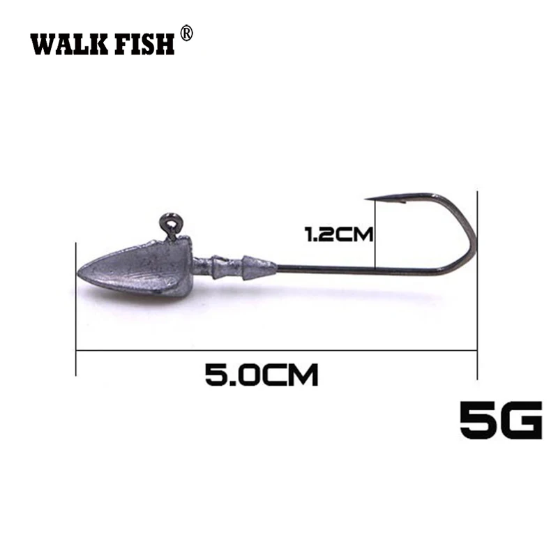 5Pcs 5g Рыболовные крючки для прогулок, 5 шт./лот, 3,5 г, 5 г, 7 г, 10 г, 14 г, 20 г - Цвет: 5Pcs 5g