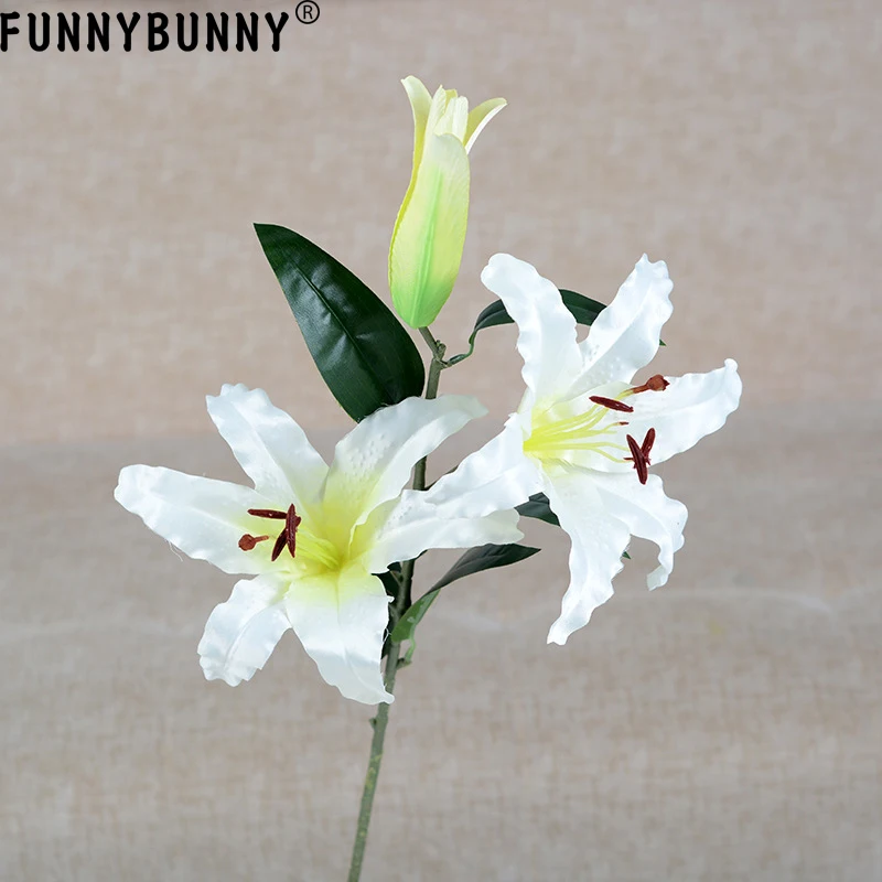 FUNNYBUNNY Artificial Lily Silk Cloth Home Decoration Wedding Bouquet Fake Flowers Plants | Дом и сад