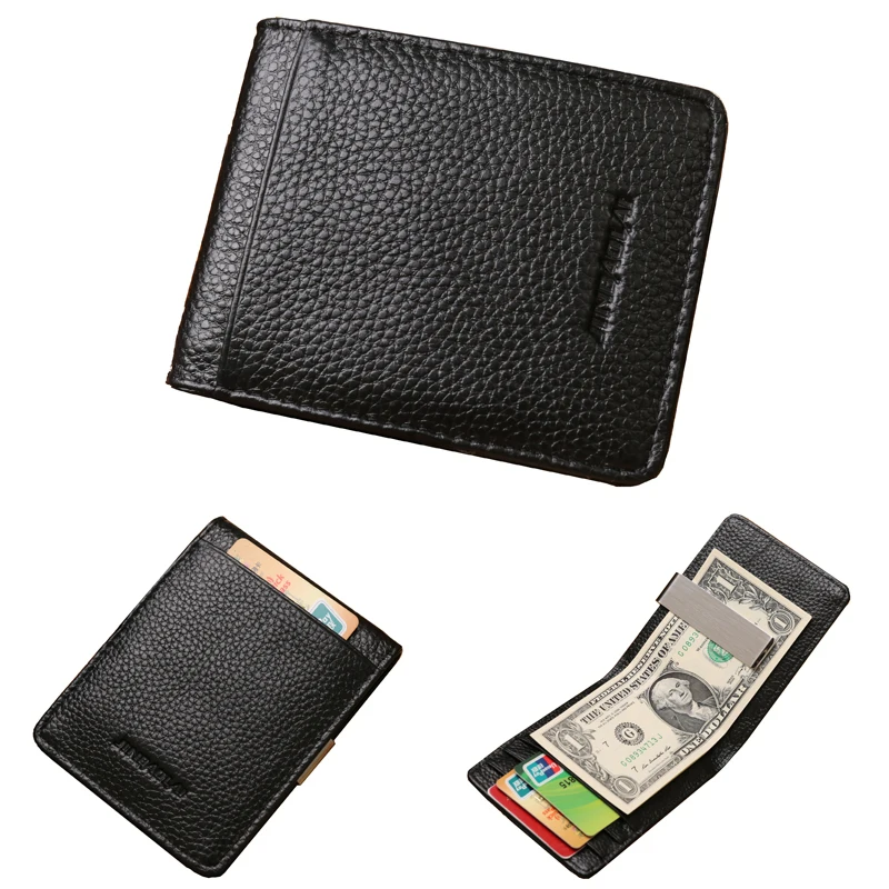 Новый 2017 Мода Марка JINBAOLAI Мужчины Кожаный Кошелек Зажим Для Денег Тонкий Передний