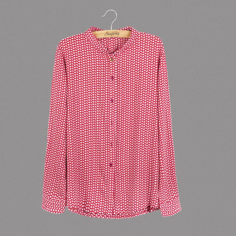 Забавные оранжевые новые модные женские элегантные блузки с принтом красных