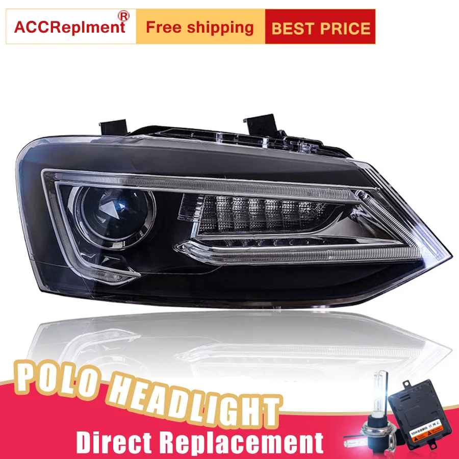 

2Pcs LED Headlights For VW Polo 2011-2016 led car lights Angel eyes xenon HID KIT Fog lights LED Daytime Running Lights