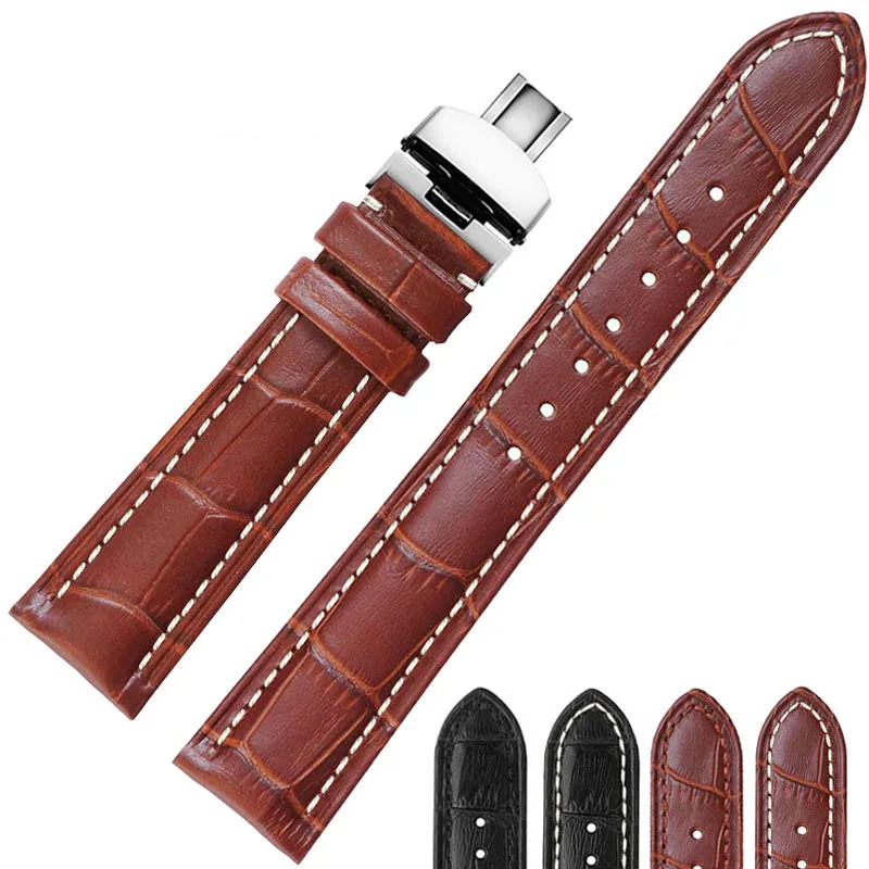 16 18 20mm Black Brown Genuine Leather Watch Strap 22mm Watchband Bracelet 24mm Band for Tissot Tudor Breitling | Наручные часы
