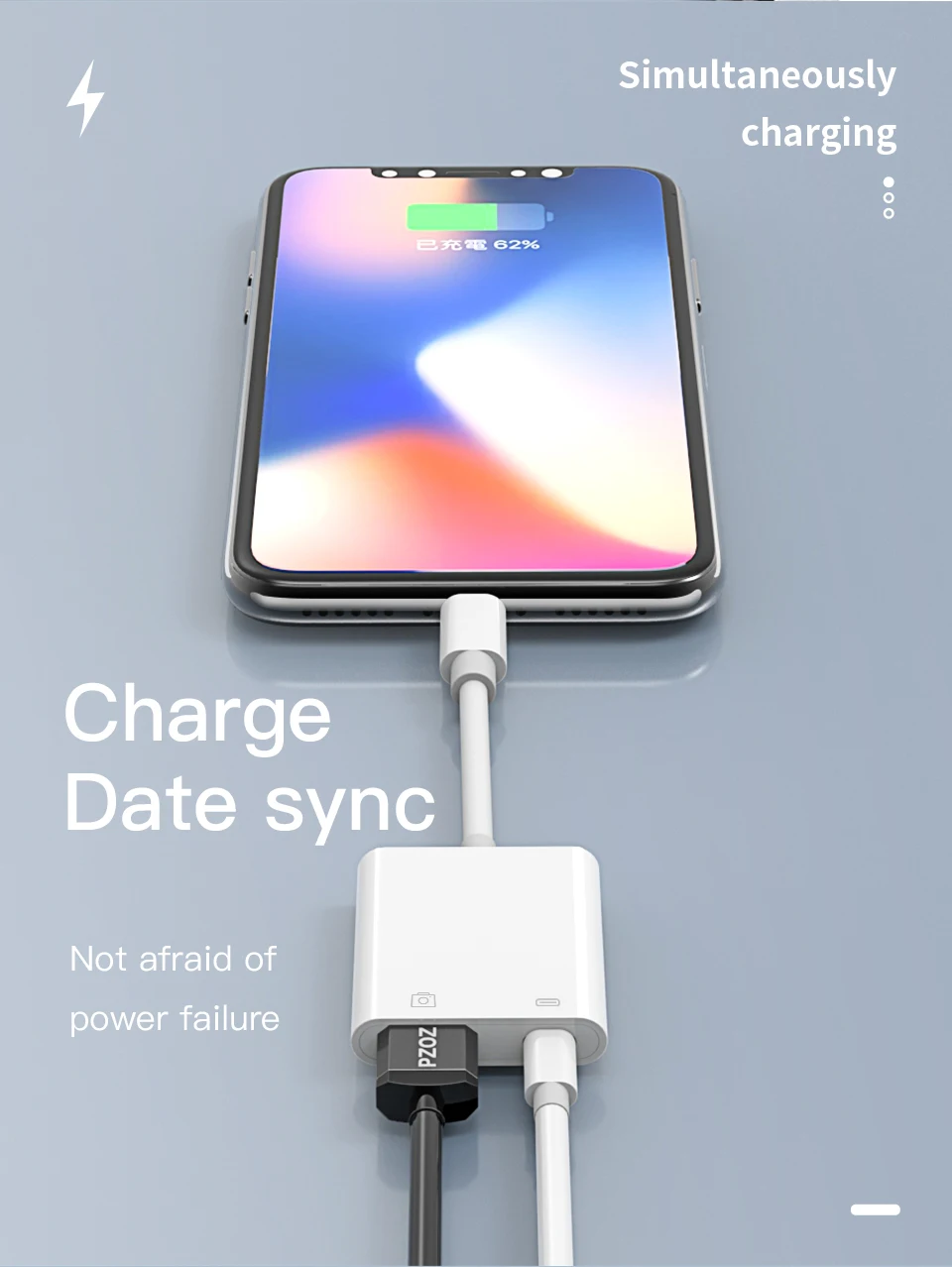 PZOZ 2 в 1 OTG кабель для apple iphone USB камера ридер адаптер Соединительный комплект кабель синхронизации данных для iphone x 8 7 Plus 6S