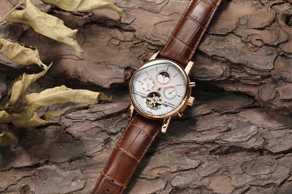 MG ORKINA Автоматические Мужские часы с самообмоткой Moon Phase наручные часы tourbillon механические наручные часы montre homme reloj hombre
