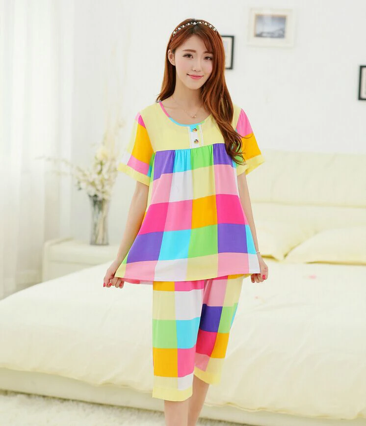 XXL размера плюс комплекты летних шорт из хлопка пижама женская одежда для сна