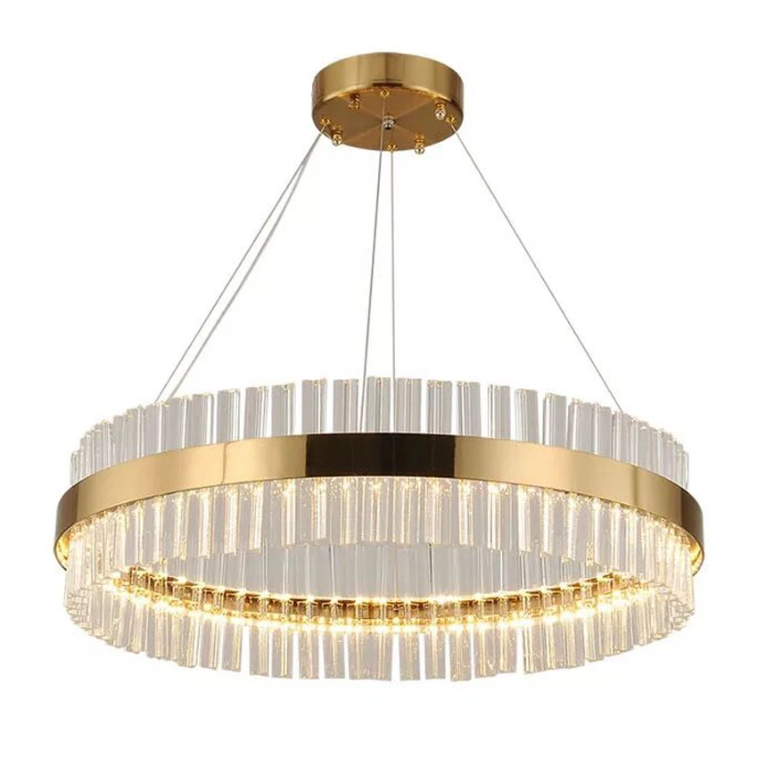 

Concise Style Crystal Chandelier Lighting Fixture Luxury Hanging Circularity Annularity For Living Dining Villa Hall Hotel Club