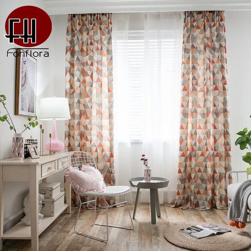 Современные цветные треугольные шторы для гостиной подходят спальни кабинета