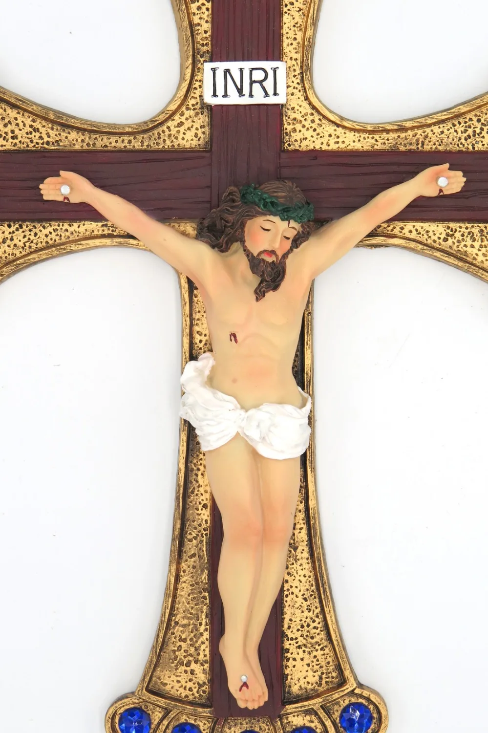 Hankroi 14 дюймов смолы настенное Распятие Иисуса Христова на INRI Крест ручная роспись дома Часовня Декор