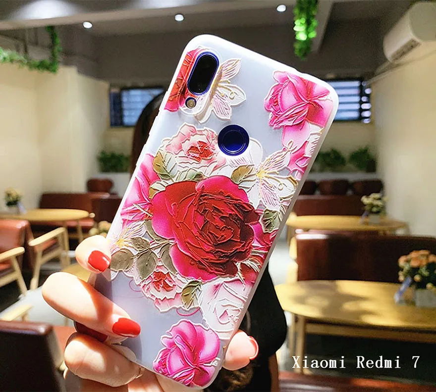 Чехол для Xiaomi Redmi 7 3D мягкий рельеф ТПУ силиконовый чехол задней панели телефона