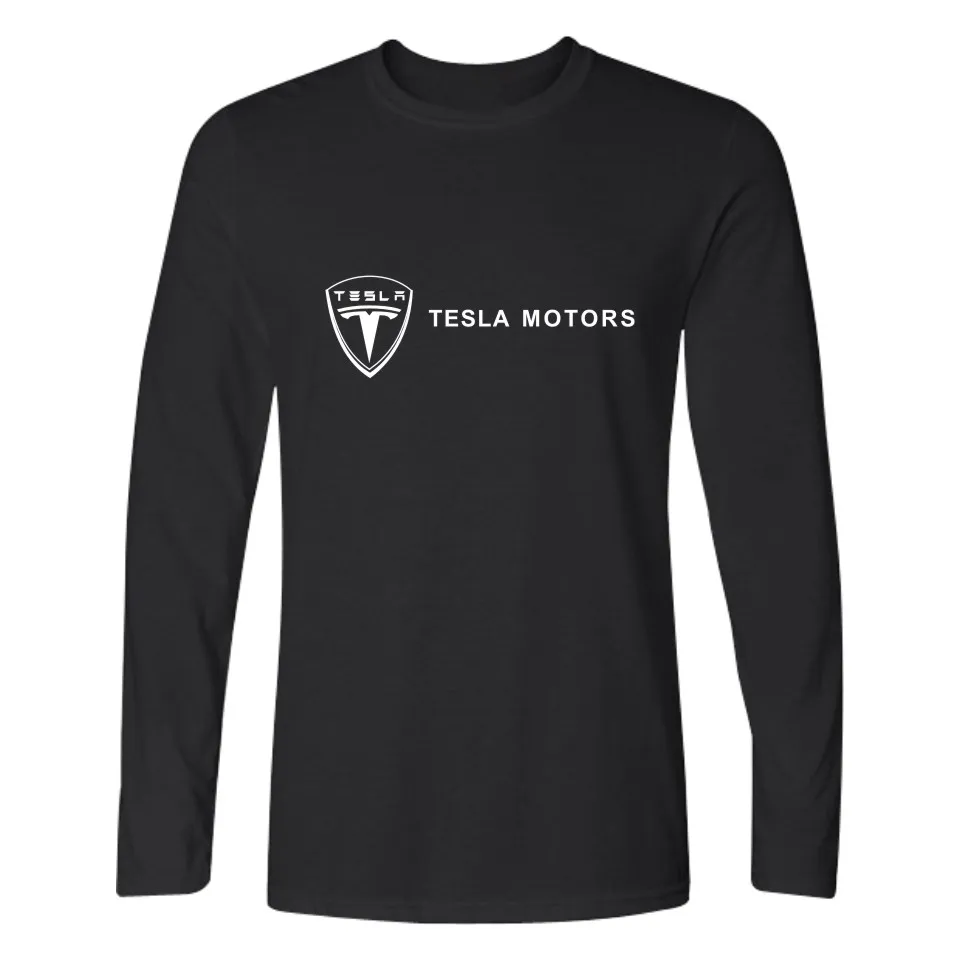 Футболка Tesla Для мужчин футболки с длинным рукавом для девочек с Tesla Motors черно-белая футболка в 4XL брендовые футболки
