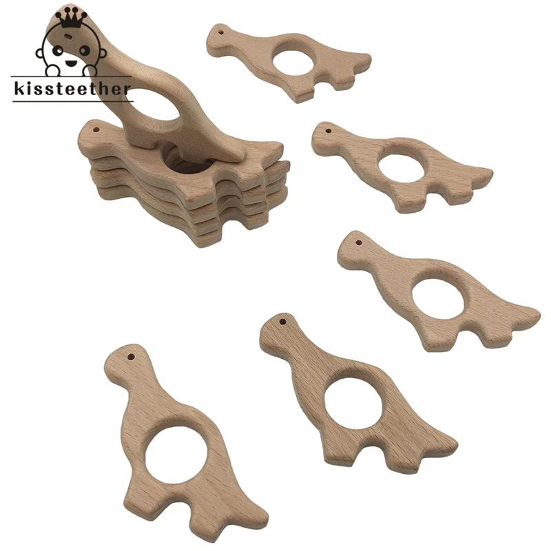 Brachiosaurus-mordedor para beb&eacute;, joyer&iacute;a artesanal, colgantes, collar, pulseras, accesorios, mordedor de madera de dinosaurio sin BPA-0